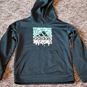 Adidas Black Hoodie with Dripping Green Logo